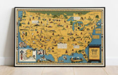 1944 Indianer Der Usa Indianerstämme Bildliche Karte Wandplakat Druck in Map Of Usa Native American Tribes