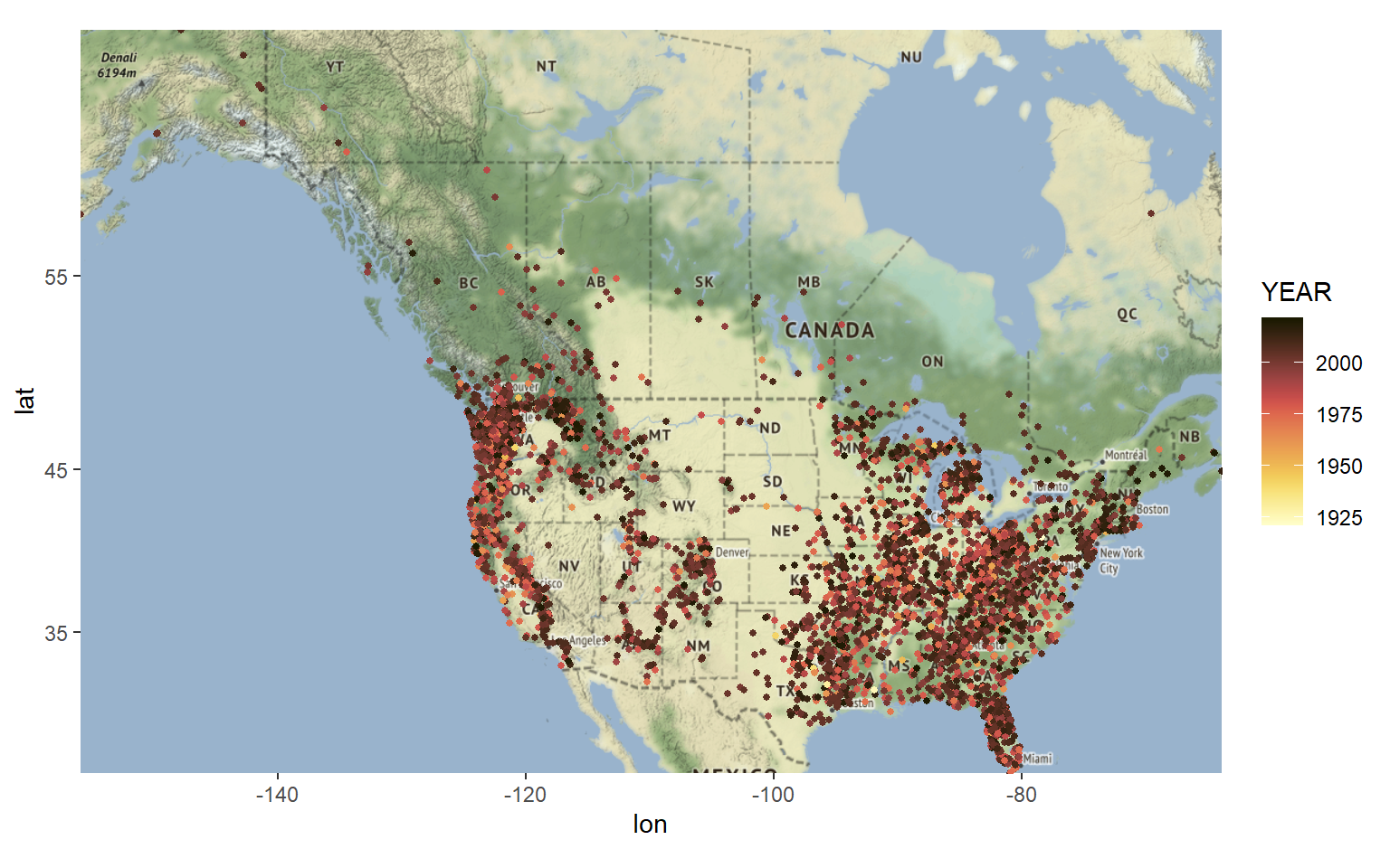 2-D Density Map Of Bigfoot Sightings | Charles Holbert with Map of Bigfoot Sightings In USA