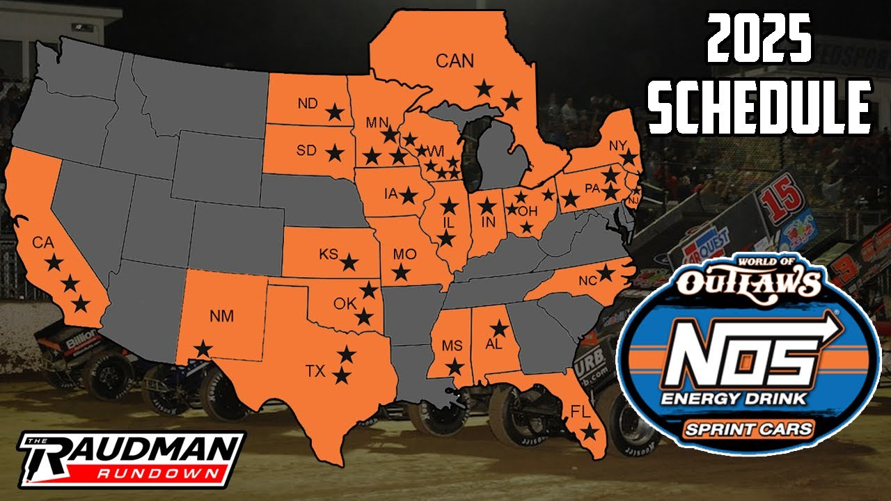 2025 World Of Outlaws Schedule Is Here! within World of Outlaws 2025 Schedule USA Map