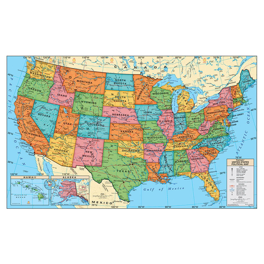 4Ft. United States Map – Laminated | Replogle Globes pertaining to Where To Buy Map of USA