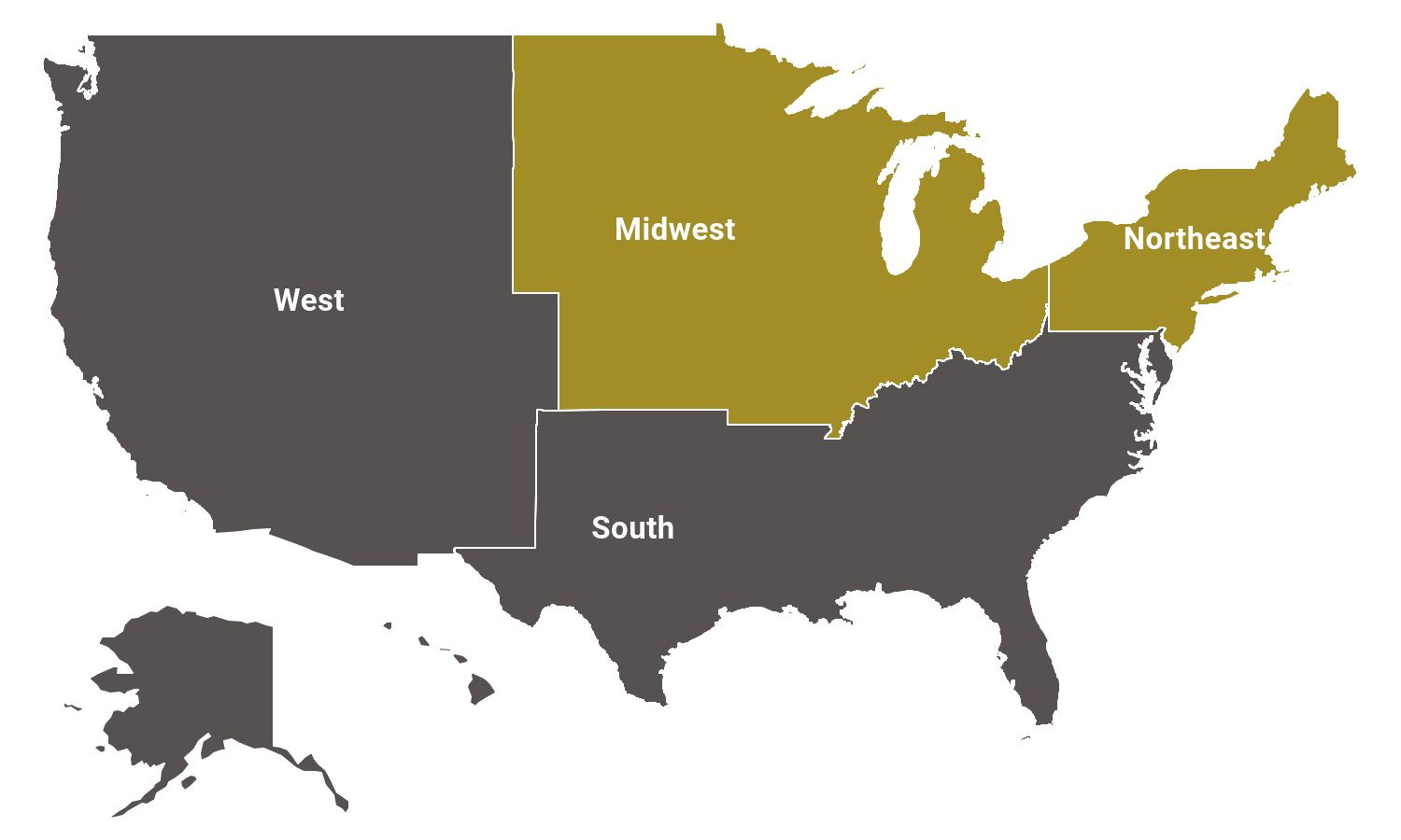 5 Us Regions Map And Facts | Mappr within Map of USA North South East West