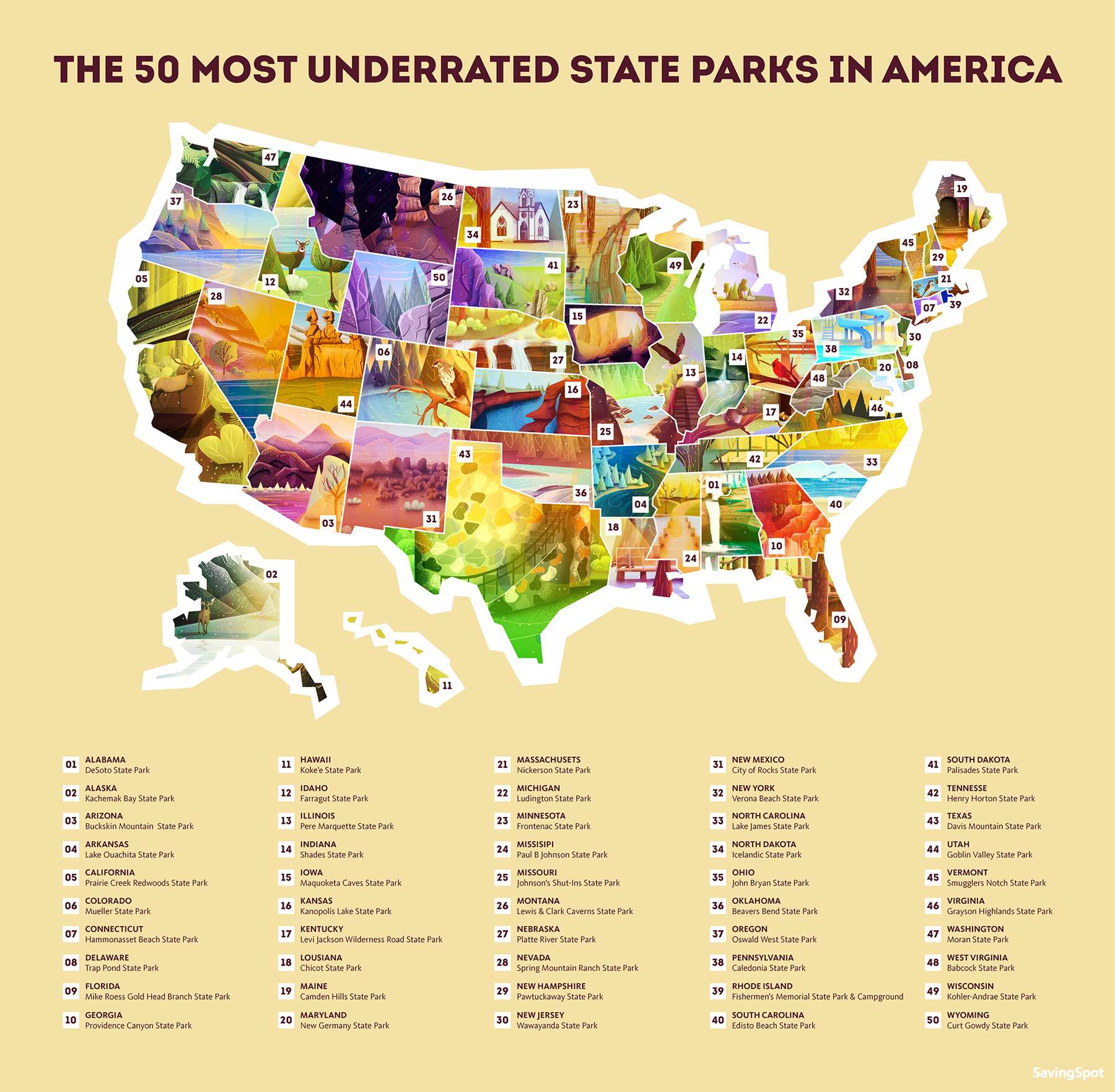 50 Most Underrated State Parks In America | Bicultural Mama® with Map of All State Parks In USA