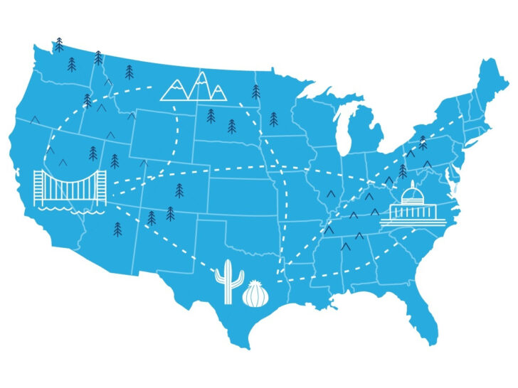 Road Trip Road Map of USA