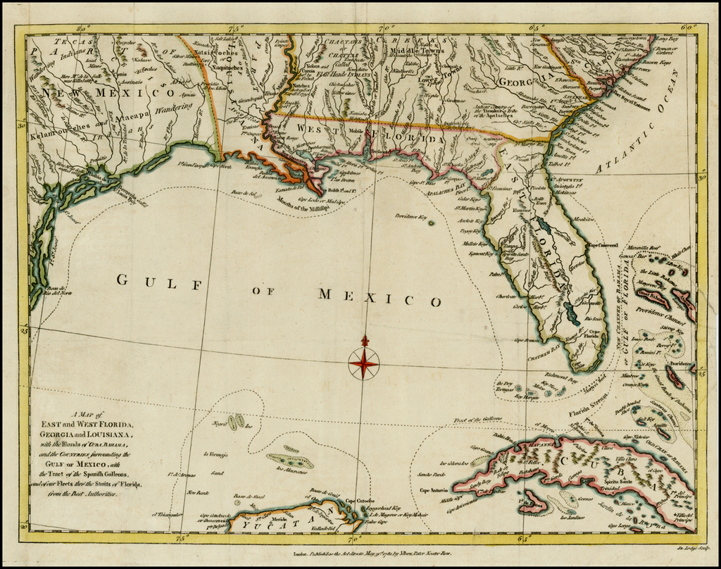 A Map Of East And West Florida, Georgia And Louisiana, With The with Map Of Georgia And Florida Usa