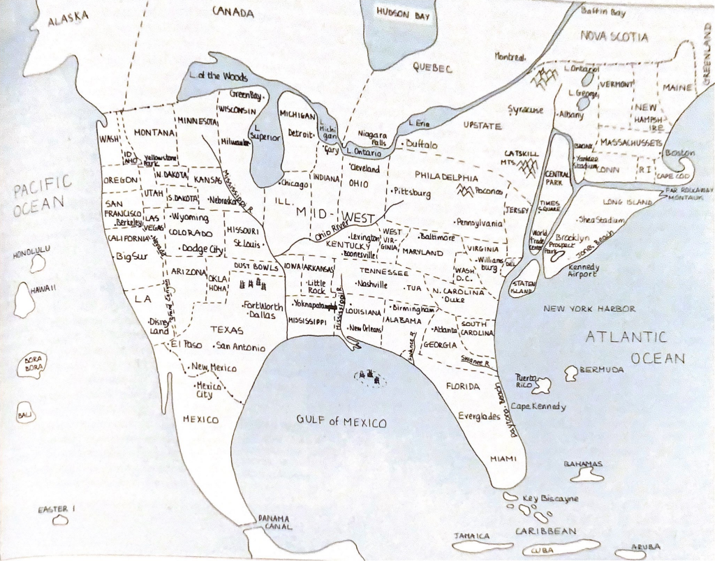 A New Yorker&amp;#039;S View Of America From 1980 (From The Norwegian Book for An Exotic Map of the USA