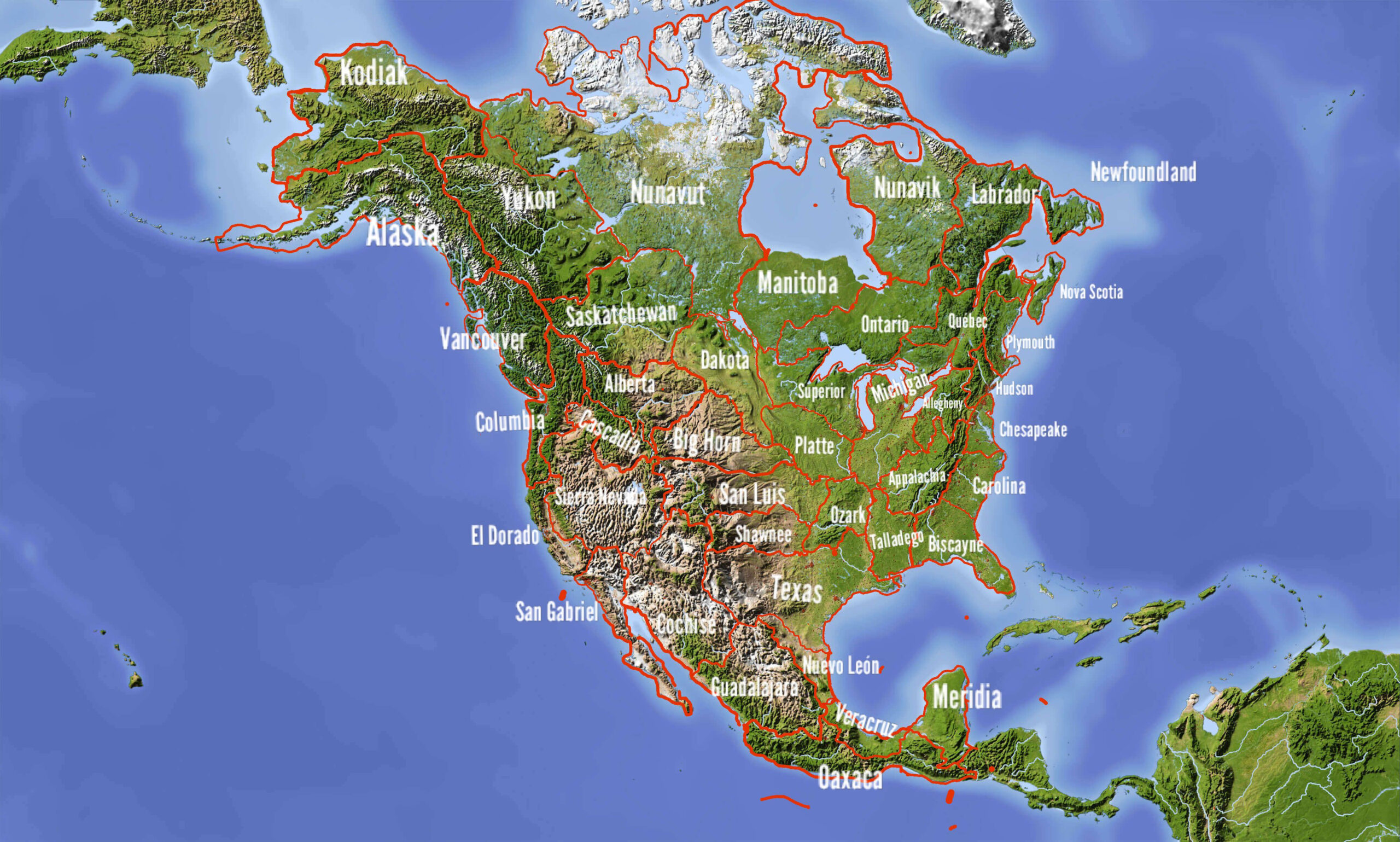 A Physical Map Of My Proposed 42 United States Based On Rivers And for Map of USA with Rivers and Mountains