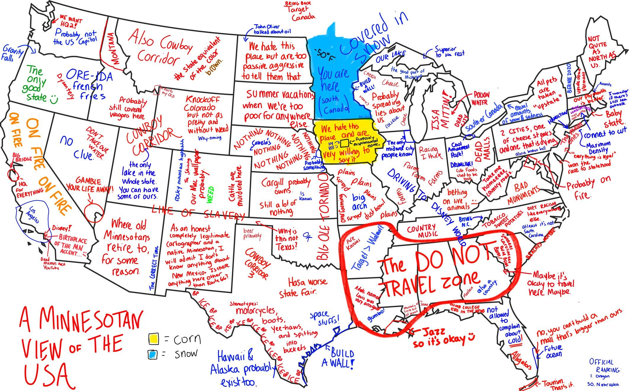 A Real Minnesotan View Of The Usa : R/Funny inside A Minnesotan View of the USA Map