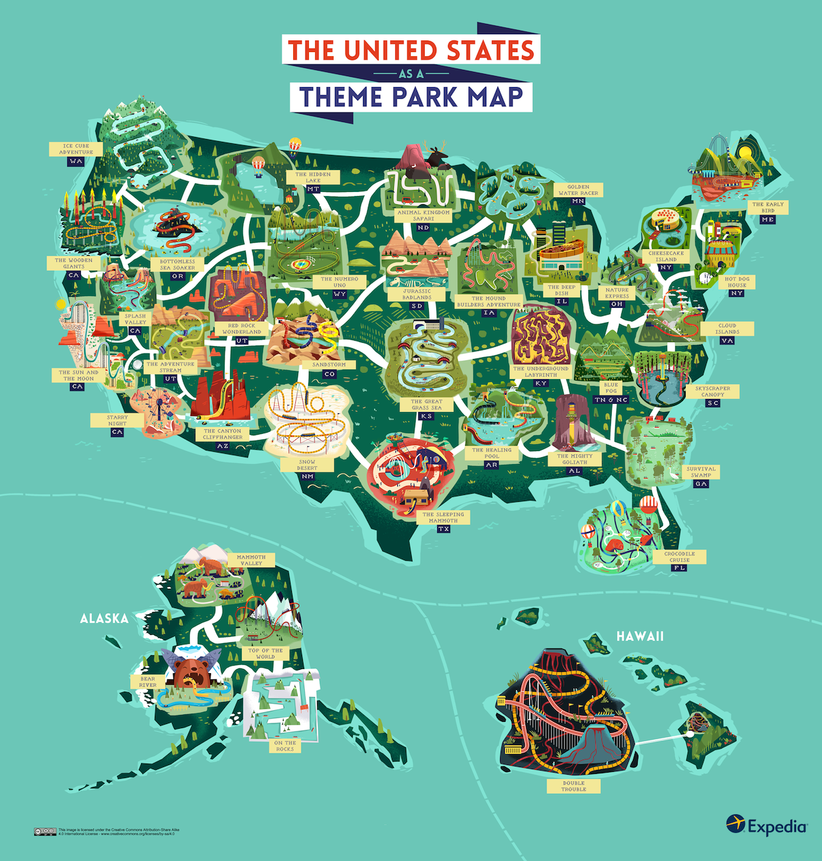 A Theme Park Map Of The United States | Expedia throughout Map Of Amusement Parks In Usa