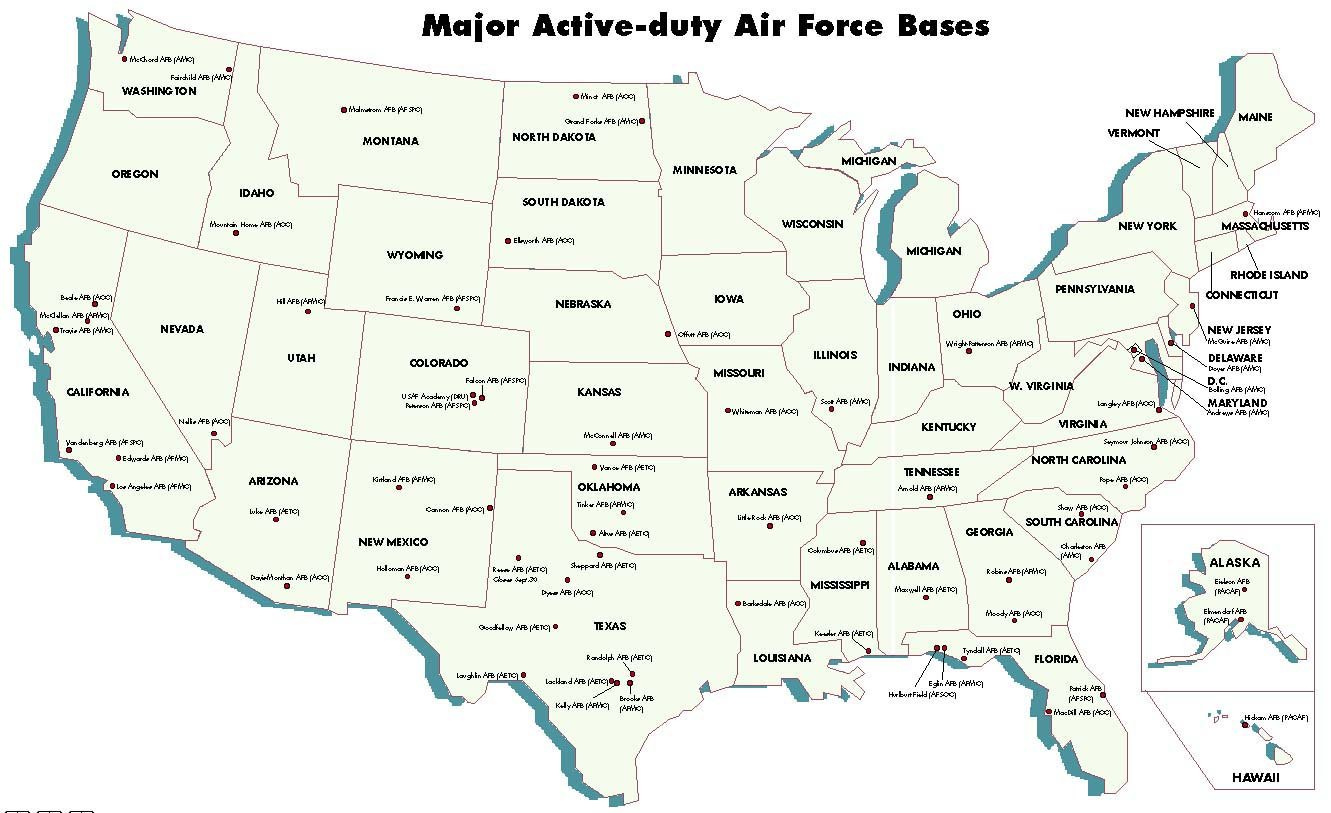 Air Force Facilities - United States Nuclear Forces with regard to Map of Us Air Force Bases In USA