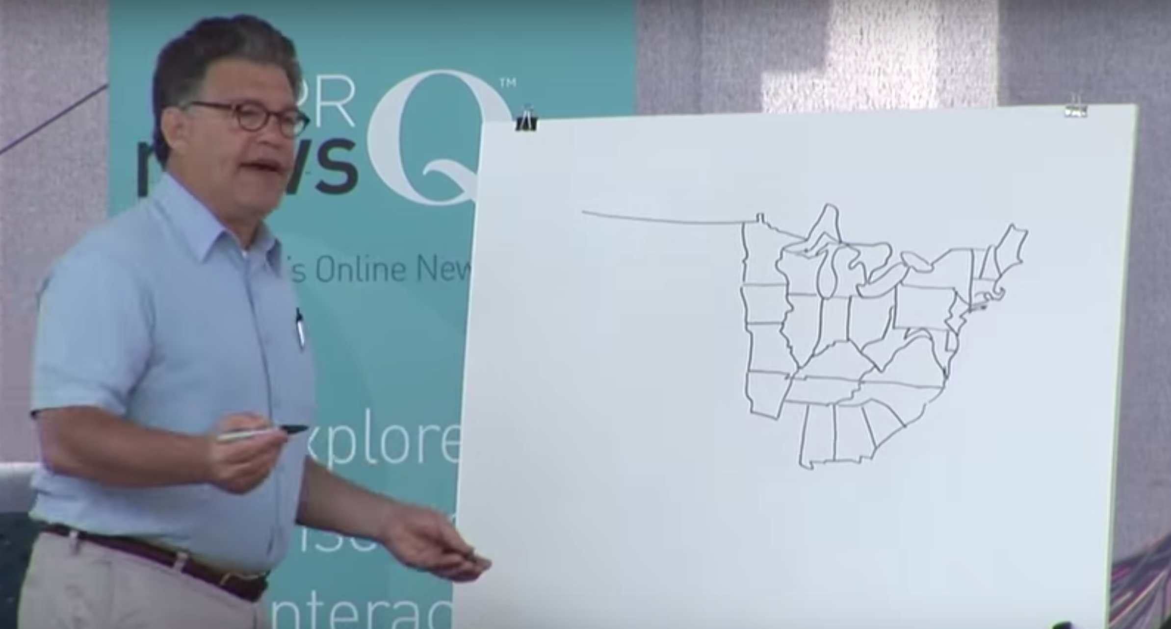 Al Franken Flashback: Watch The Minnesota Senator Freehand Draw regarding Al Franken Draws Map of USA