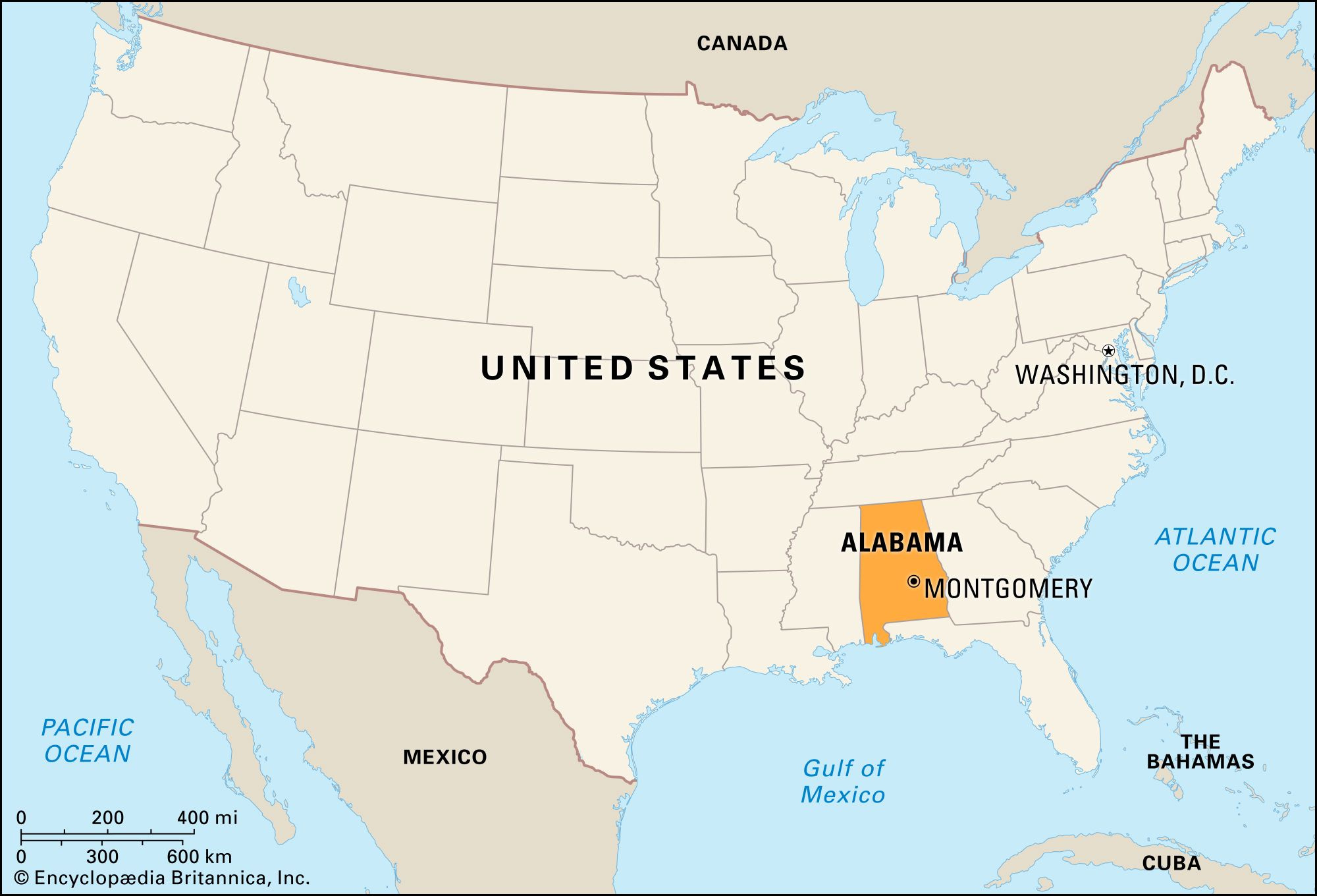 Alabama | Flag, Facts, Maps, Capital, Cities, &amp;amp; Attractions intended for Alabama On A Map Of Usa