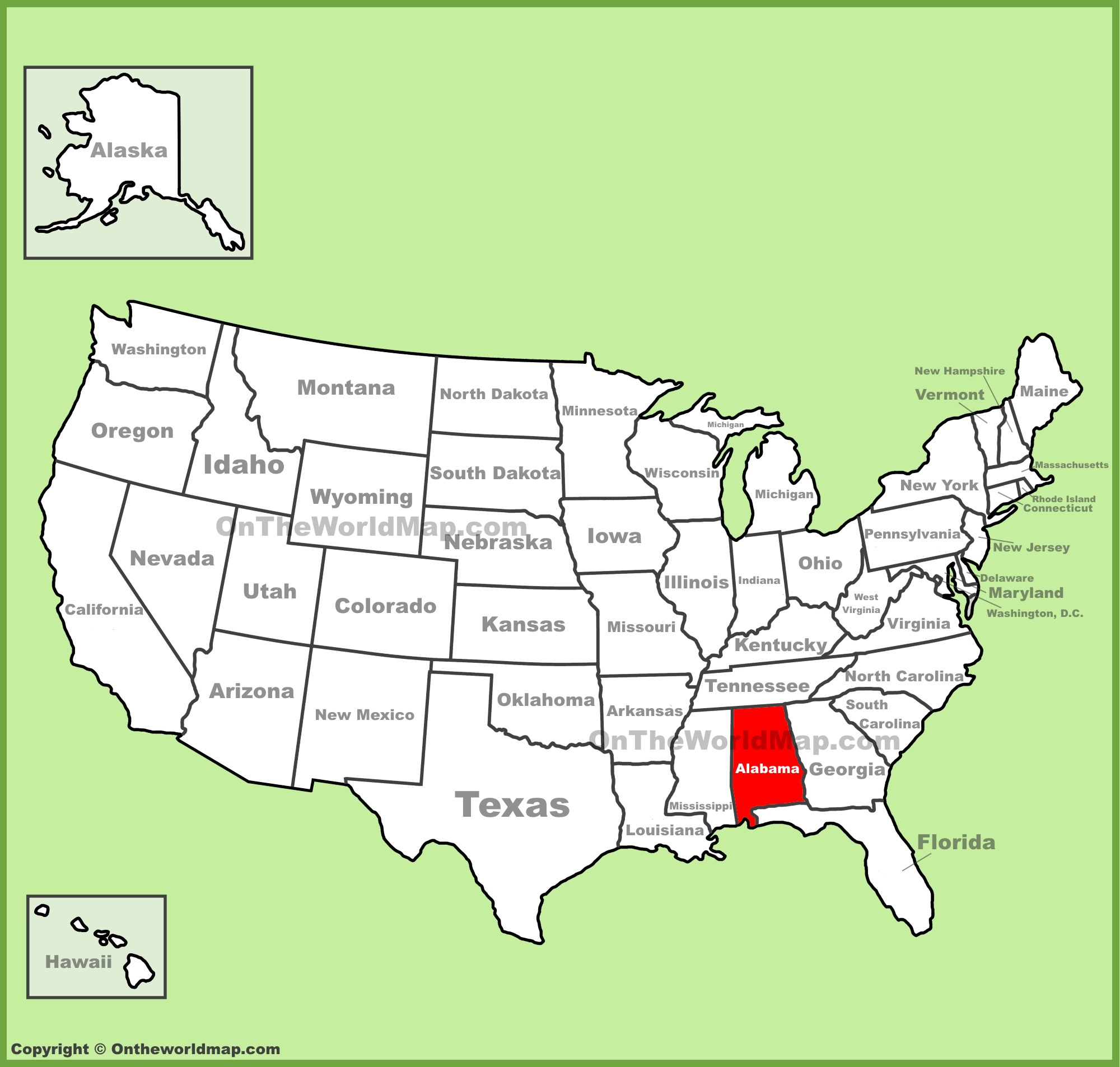 Alabama Location On The U.s. Map - Ontheworldmap throughout Alabama On A Map Of Usa