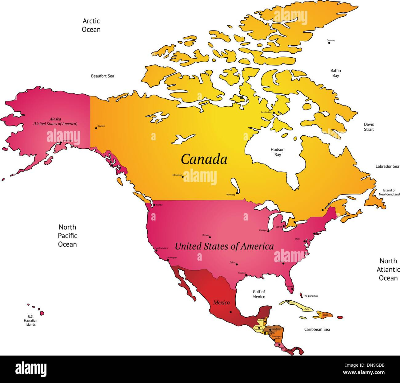 Alaska Canada Map Stock-Vektorgrafiken Kaufen - Alamy intended for Map of USA and Canada and Alaska