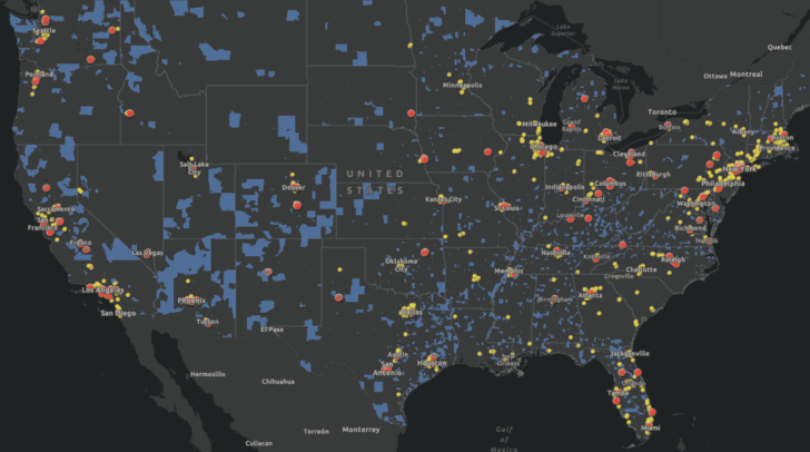 Map of Amazon Distribution Centers USA