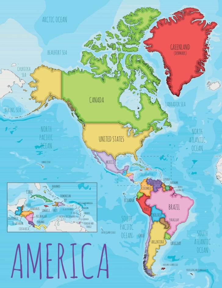 Map of USA and South America Map of USA and South America