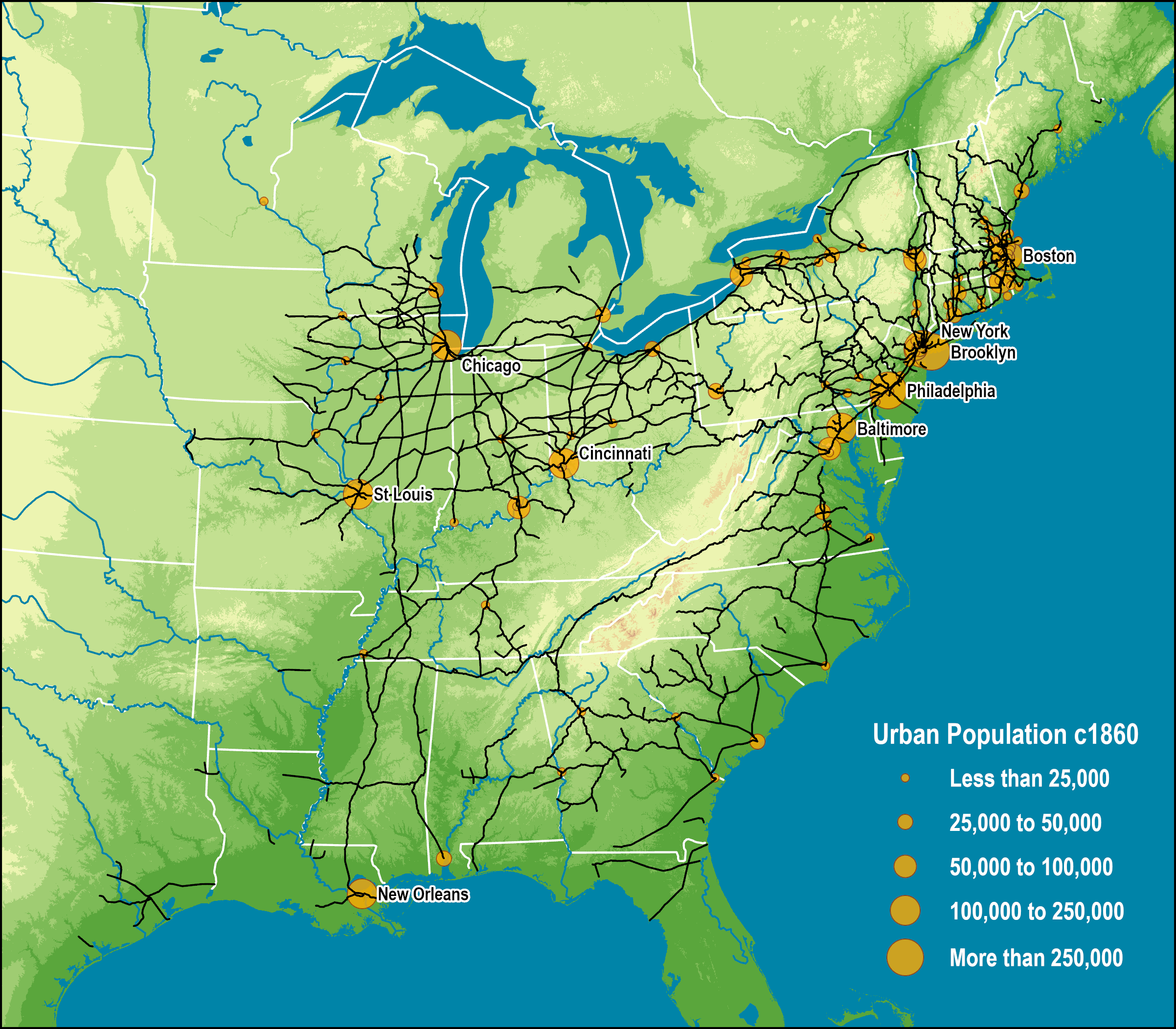 American Rail Network, 1861 | The Geography Of Transport Systems intended for Map of Train Tracks In USA