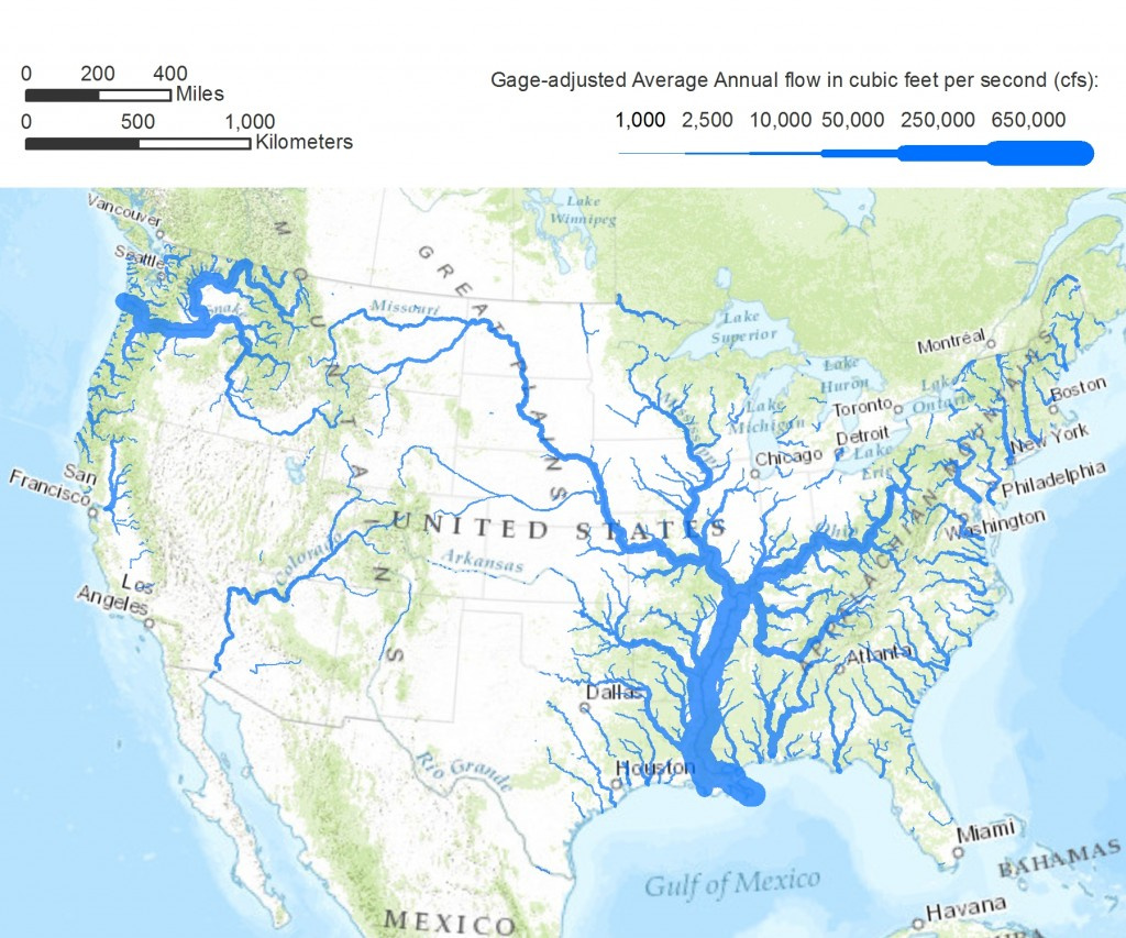 American Rivers: A Graphic - Pacific Institute in Map Of All Major Rivers In The Usa