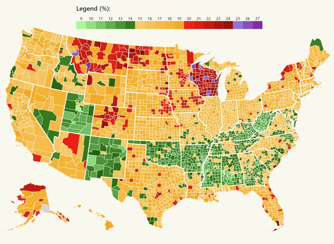 America&amp;#039;S Drunkest &amp;amp; Driest Counties Based On Excessive Drinking in Agenda 21 Map Of The Usa