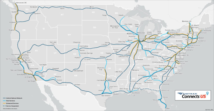 Map of Train Tracks In USA