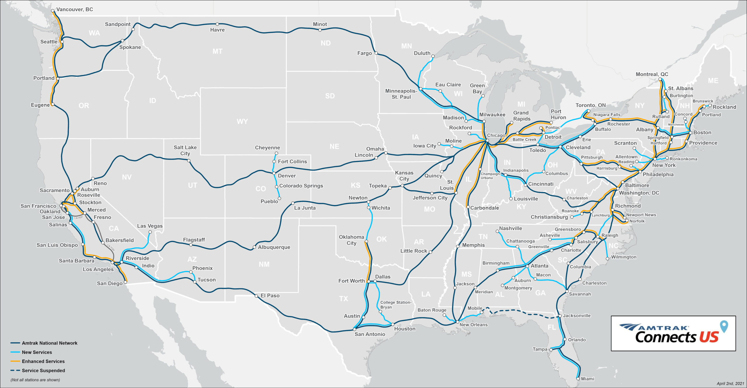 Amtrak&amp;#039;S 2035 Map Has People Talking About The Future Of U.s. throughout Map of Passenger Trains In USA