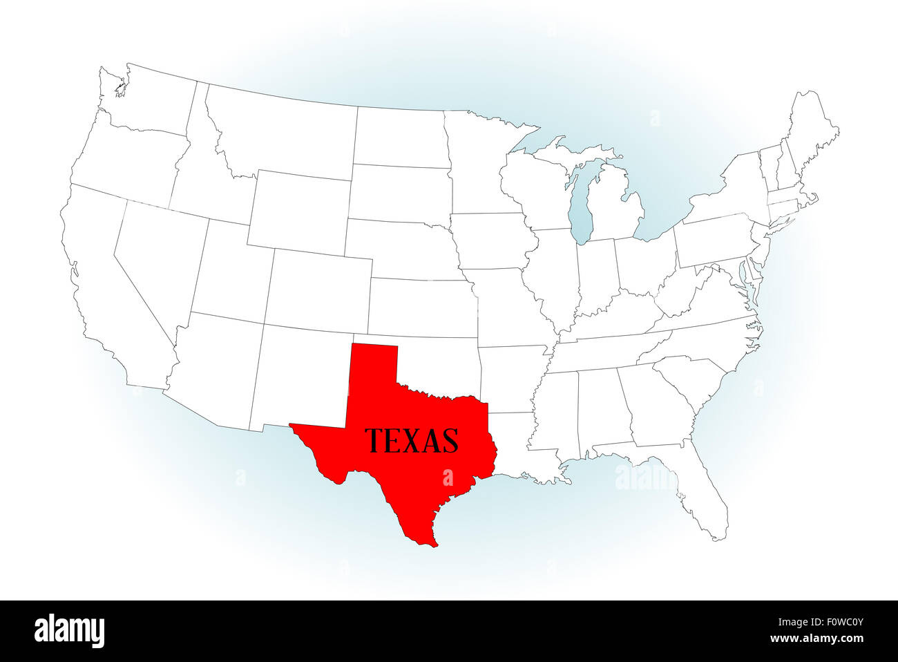 An Outline Map Of The United States Of America With Texas pertaining to Map of USA with Texas Highlighted