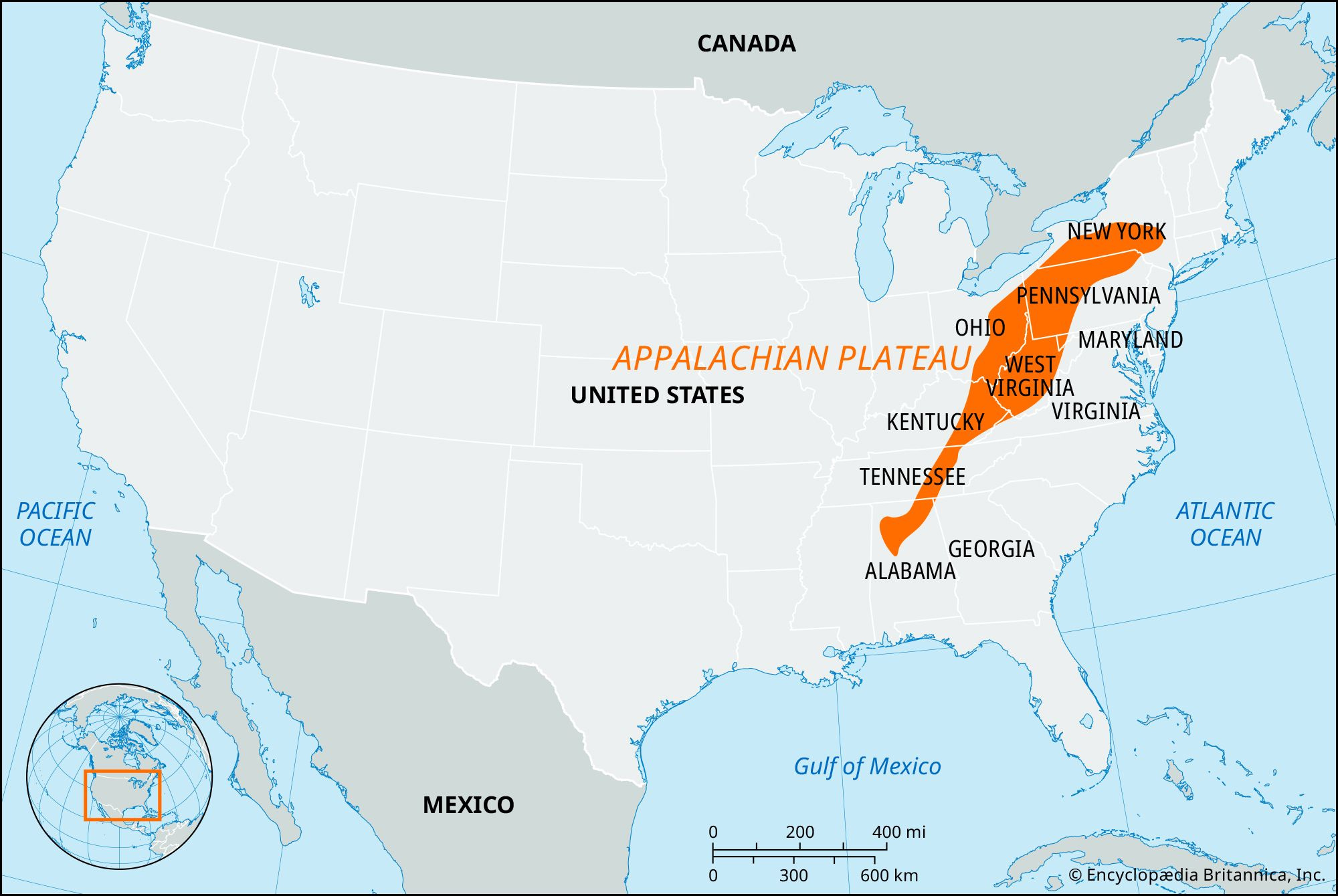 Appalachian Plateau | Map, Location, & Facts | Britannica intended for Appalachian Mountains On Map Of Usa
