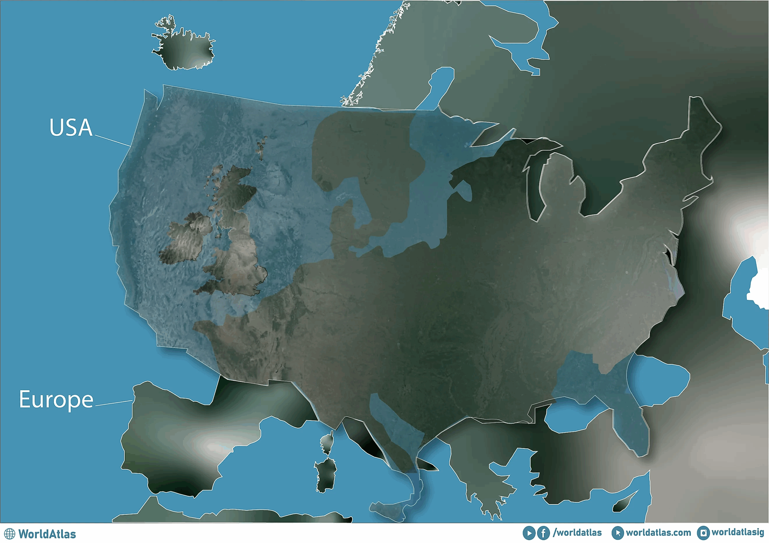 Are The Usa And Europe The Same Size? - Worldatlas for Map of Europe Over Map of USA