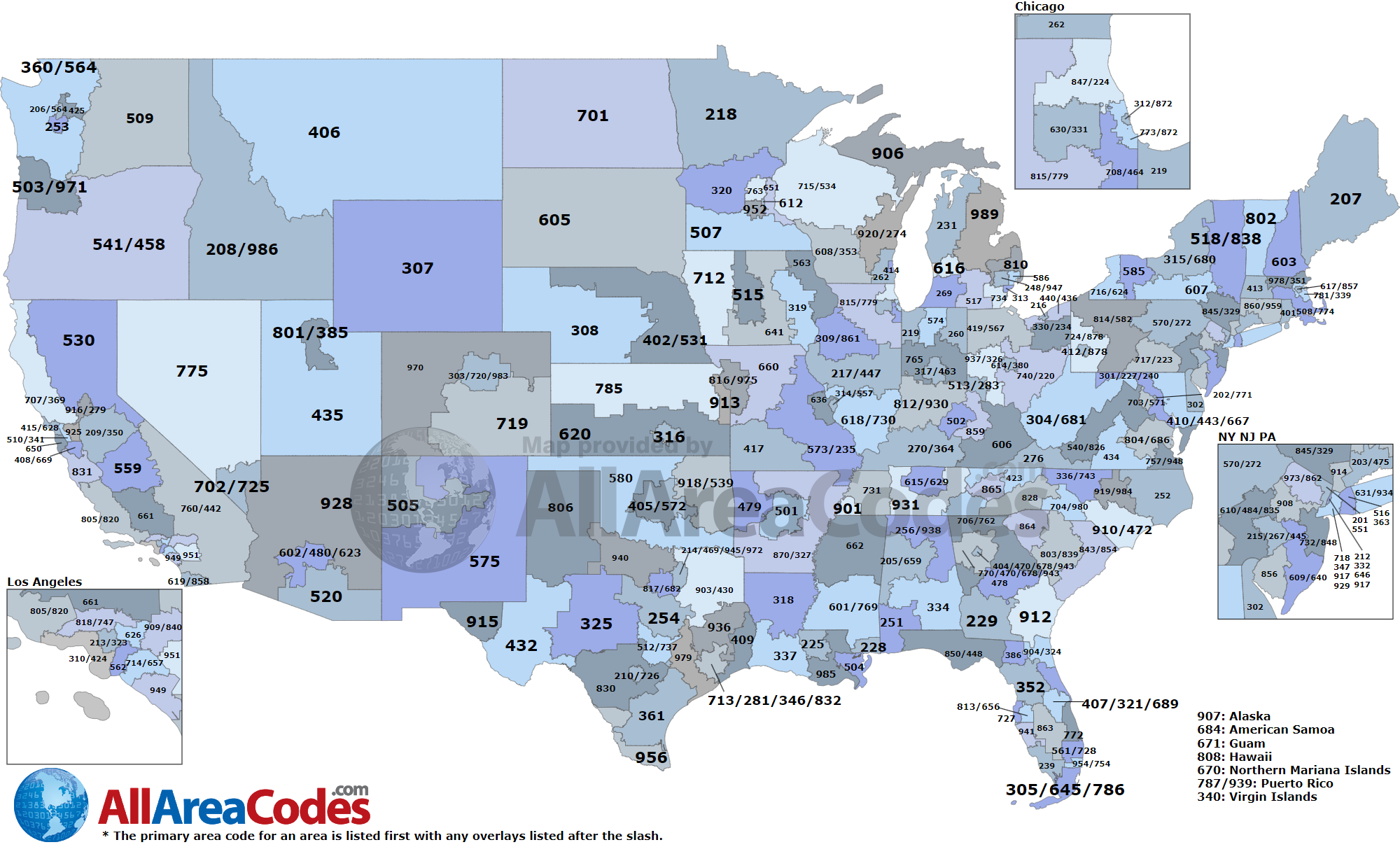 Area Code Map - Interactive And Printable inside List of Area Codes USA Map