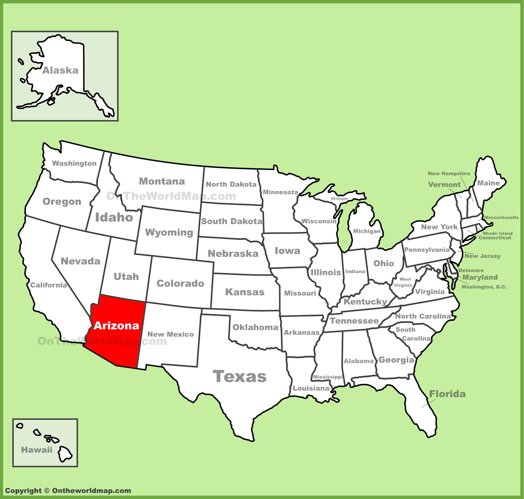 Arizona Location On The U.s. Map - Ontheworldmap in Arizona On The Map Of Usa