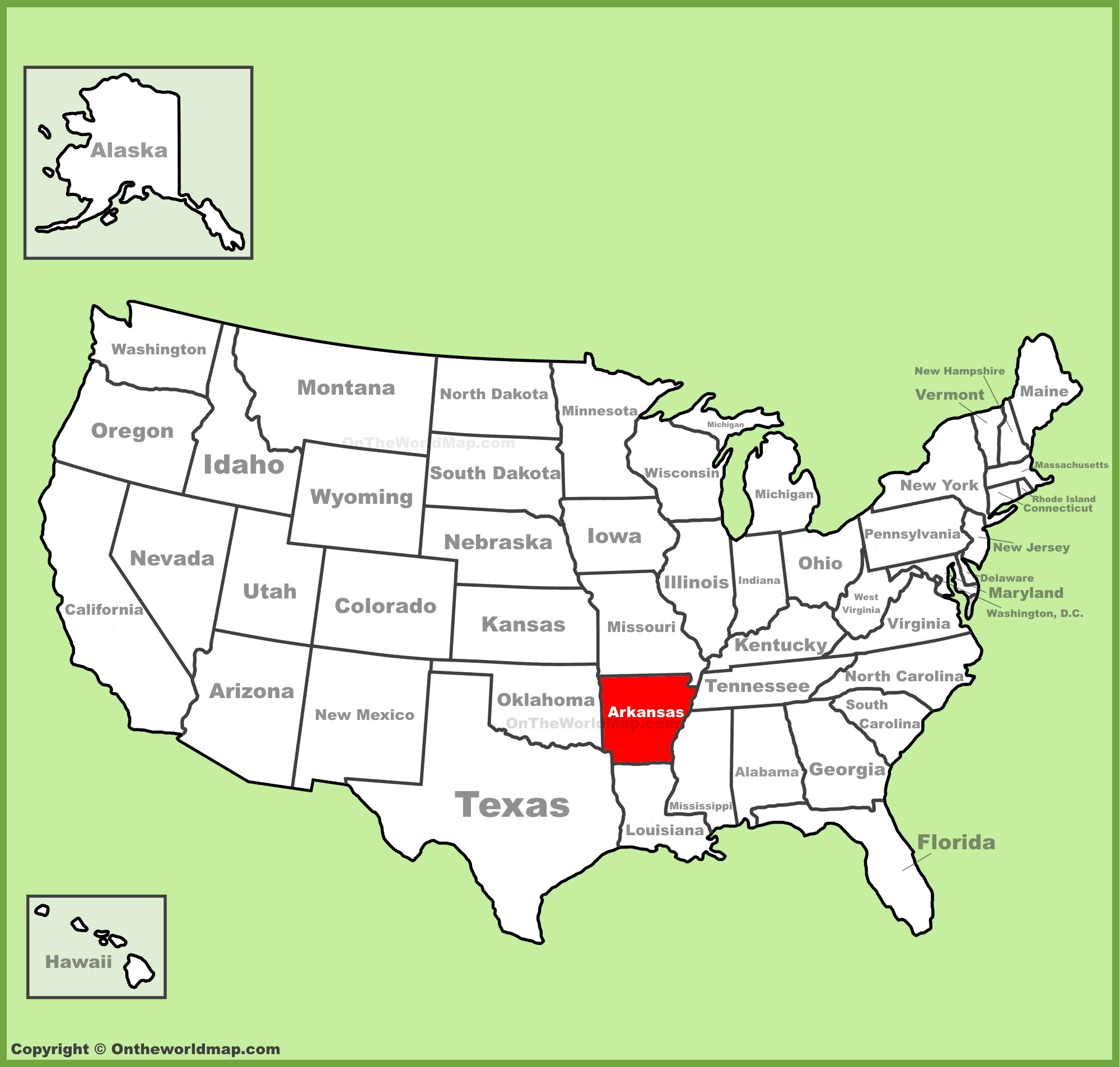 Arkansas Location On The U.s. Map - Ontheworldmap pertaining to Arkansas On A Map Of The Usa