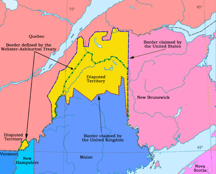 Map of New Brunswick Canada and Maine USA