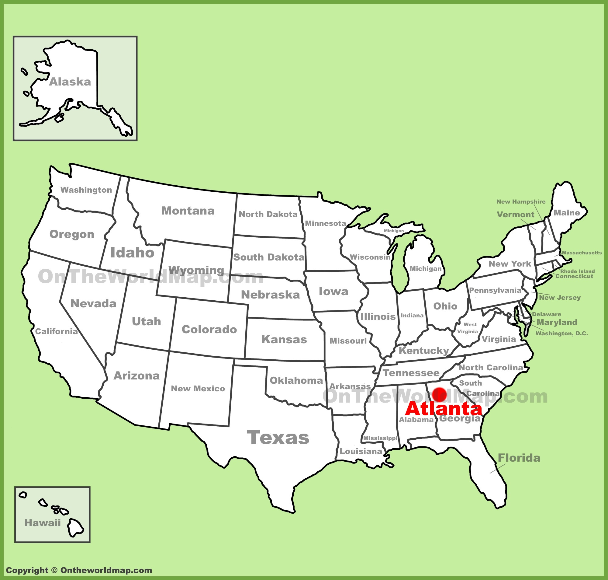 Atlanta Location On The U.s. Map - Ontheworldmap within Atlanta On A Map Of Usa