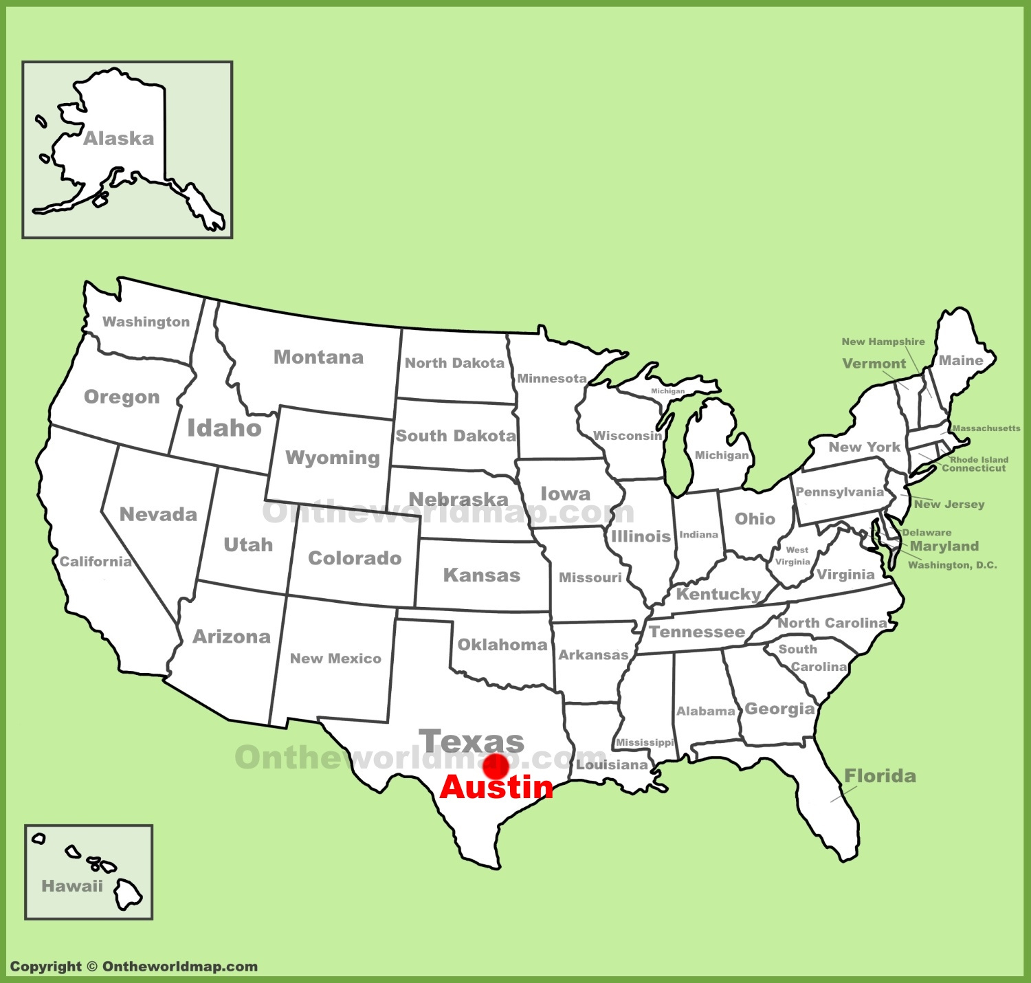 Austin Location On The U.s. Map - Ontheworldmap regarding Austin Texas On Map of USA
