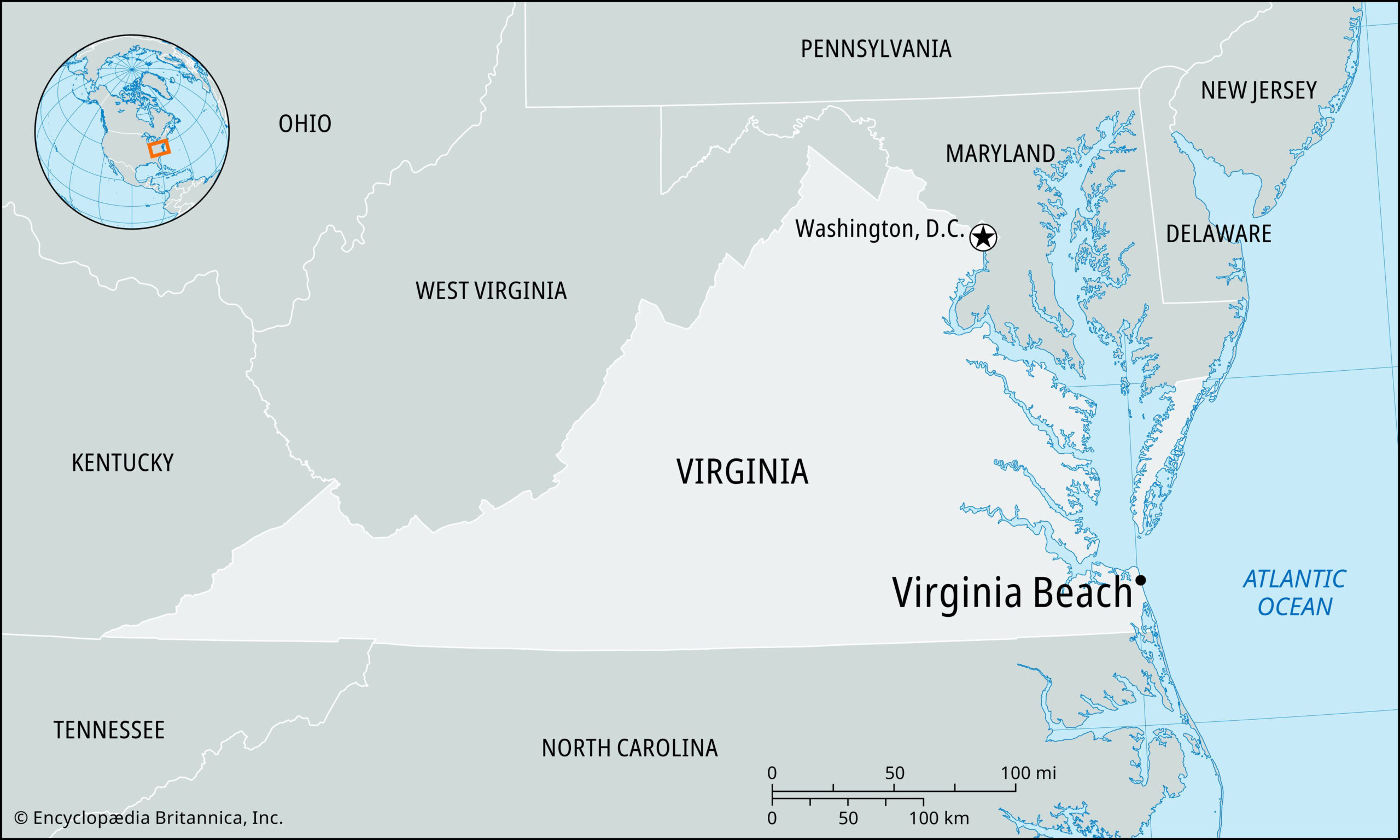 Back Bay | Region, Virginia, United States | Britannica intended for Virginia Beach On Map of USA