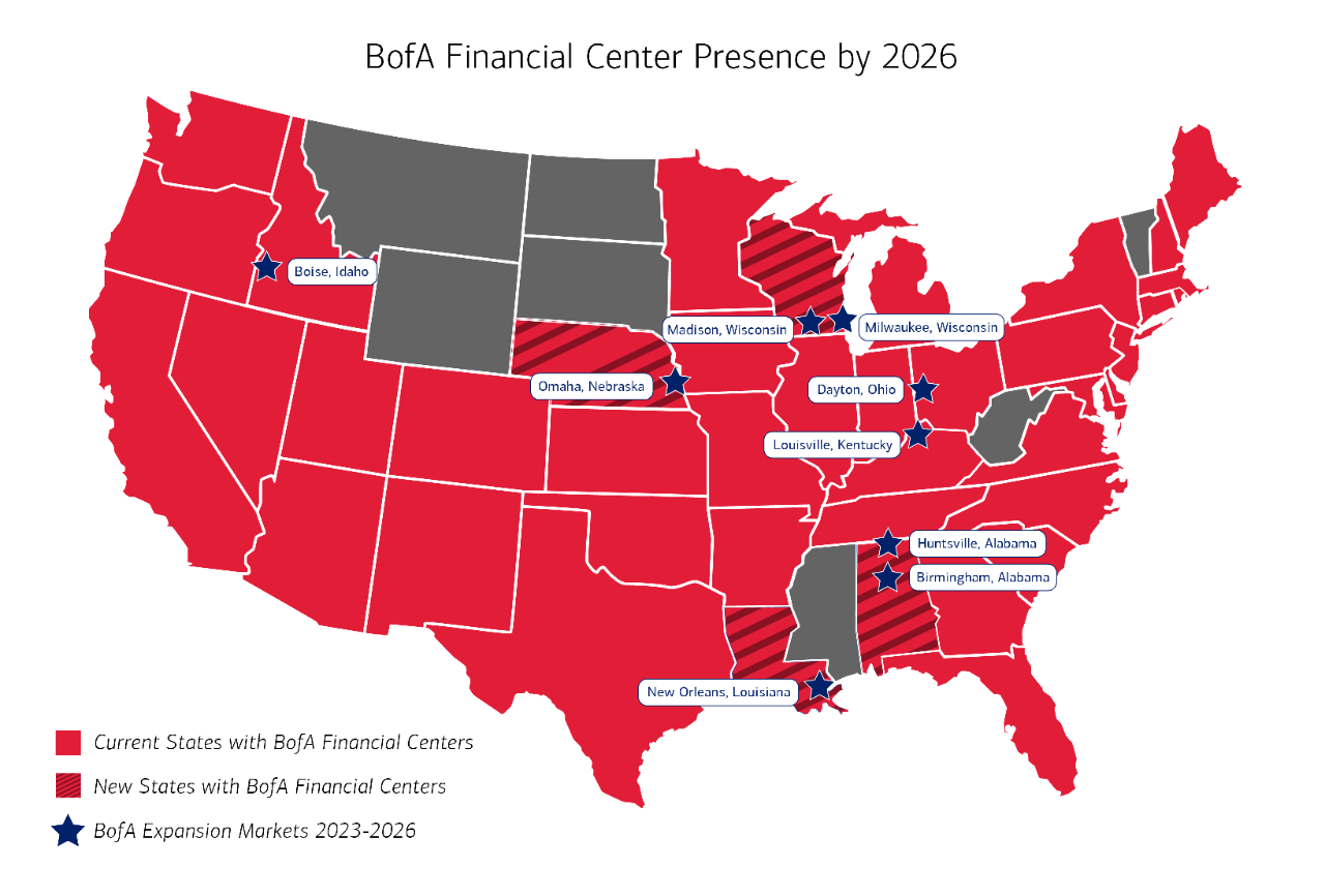 Bank Of America To Open Branches In Nine New Markets2026 pertaining to Bank of America Locations In USA Map