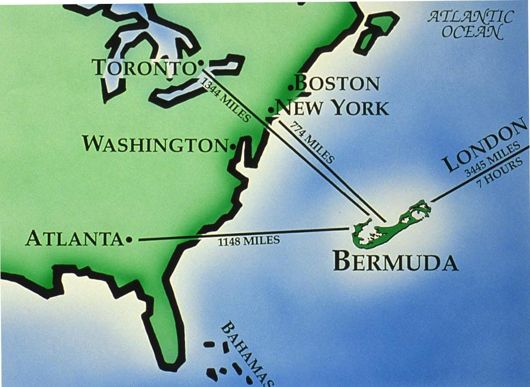 Bermuda Map And Bermuda Satellite Images with Map of East Coast USA and Bermuda