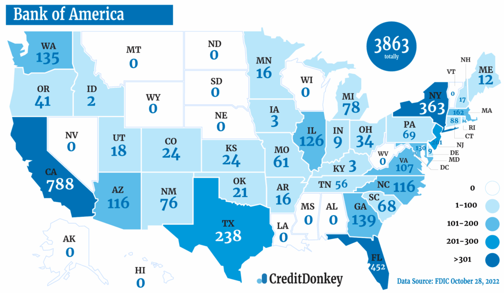 Bank of America Locations USA Map