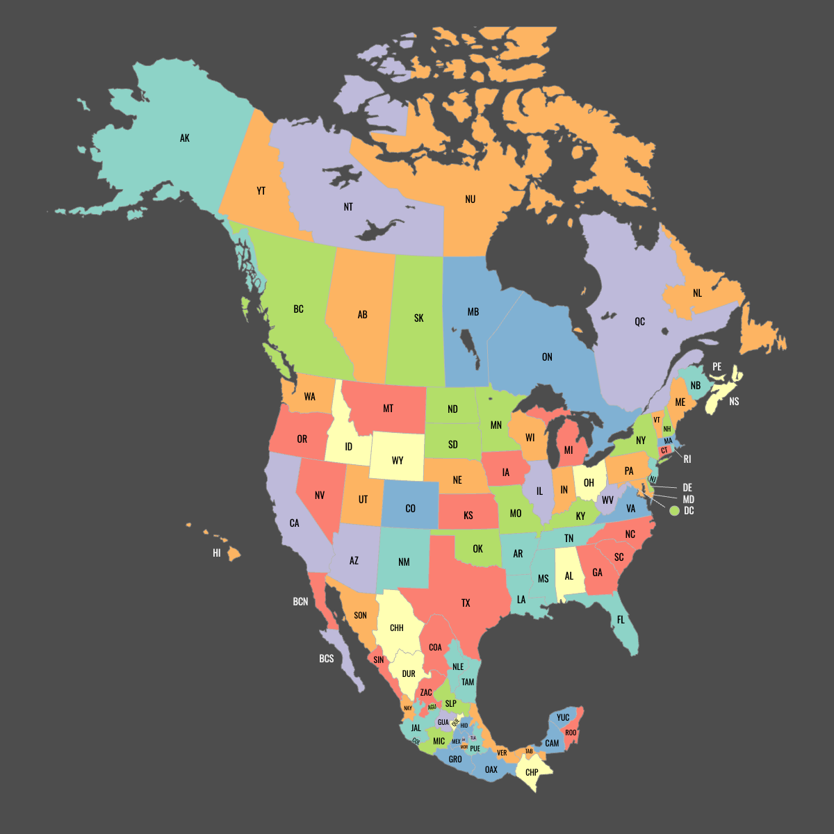 Blank Map Of Canada, Usa And Mexico — Ultimaps for Map of USA and Mexico and Canada