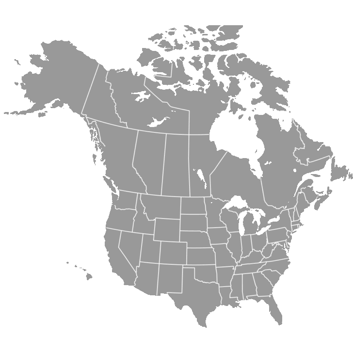 Black and White Map of USA and Canada