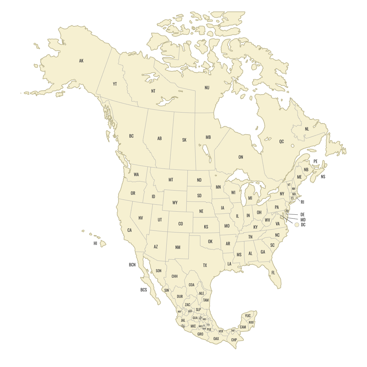 Blank Map Of Canada, Usa And Mexico — Ultimaps with Outline Map Of Usa And Mexico