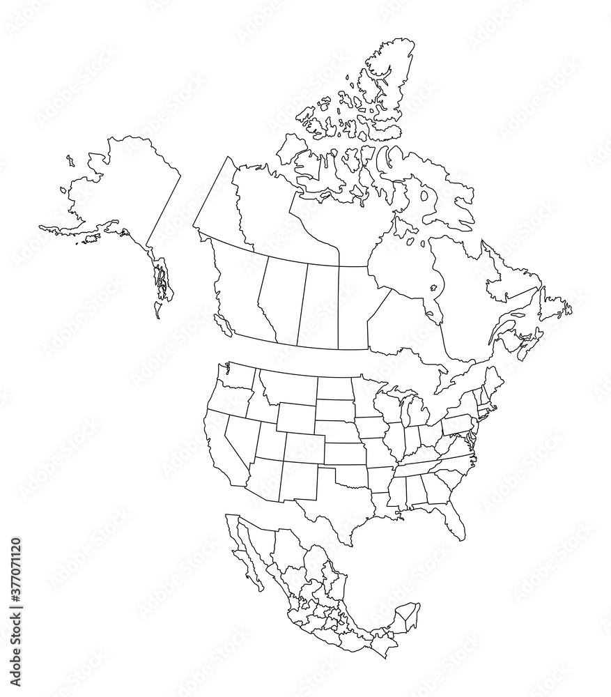 Blank Map Of North America, With Separate Canada, Usa And Mexico intended for Blank Map Of Usa Canada And Mexico
