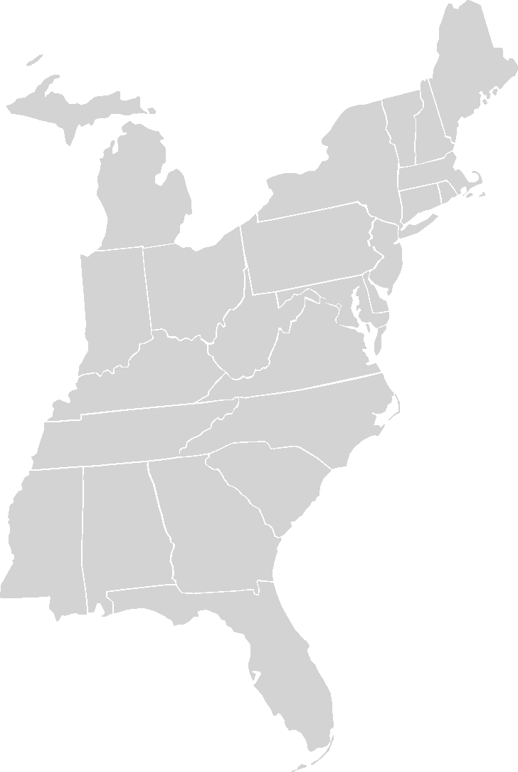 Blank Map of East Coast USA