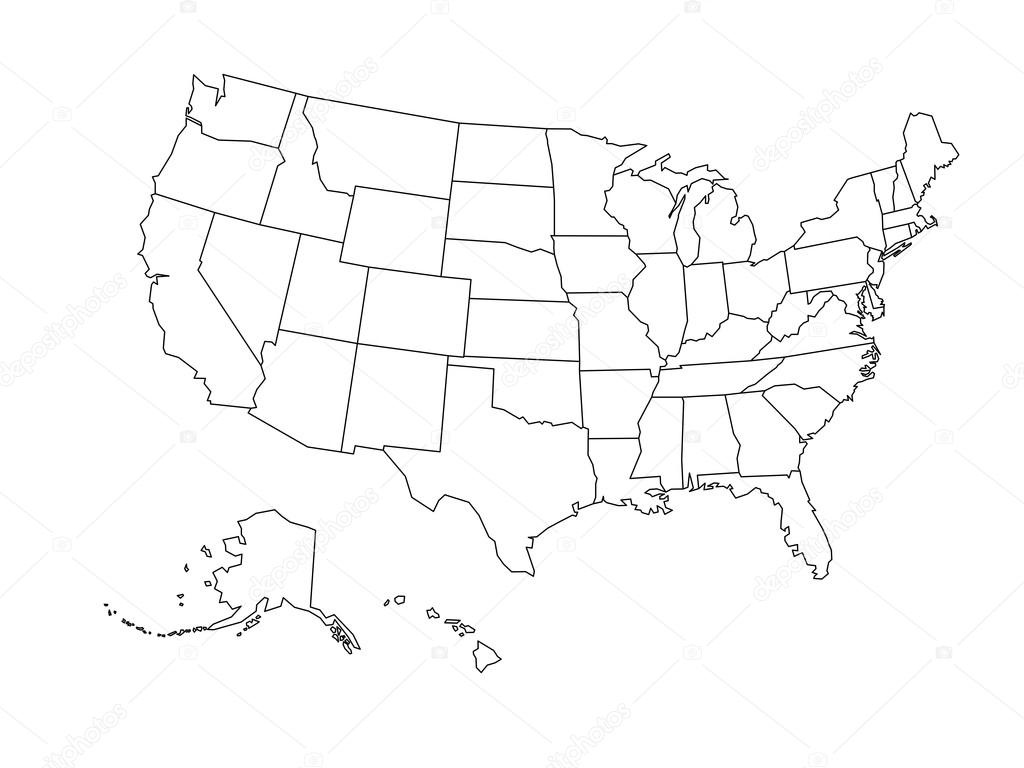 Blank Outline Map Of Usa Stock Vector©Pyty 96973178 in Black And White Outline Map Of Usa