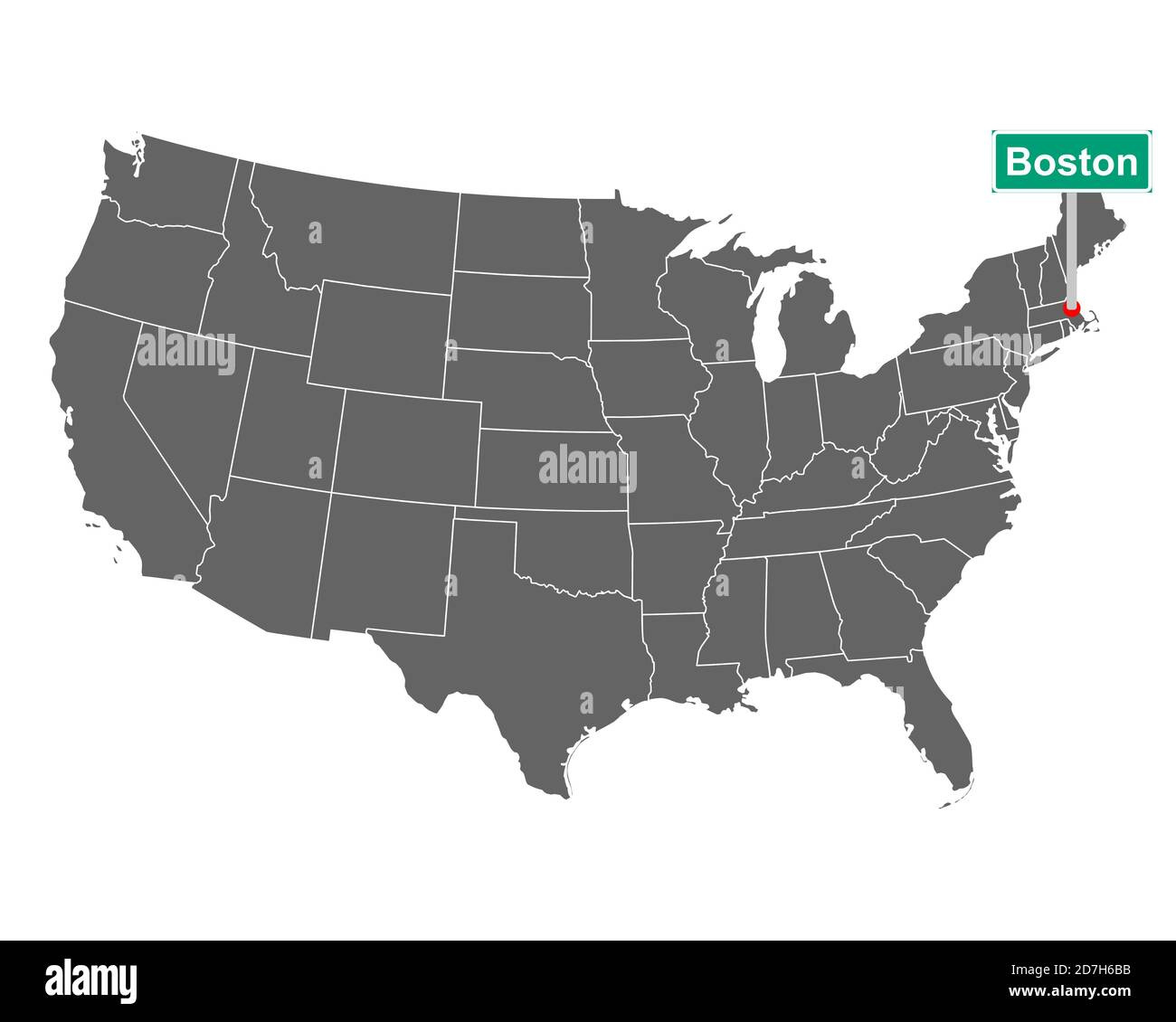 Boston City Limit Sign And Map Of Usa Stock Photo - Alamy regarding Boston On A Map of USA
