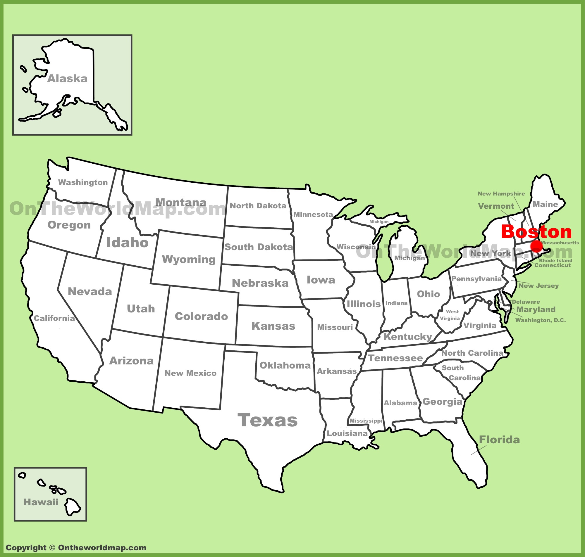 Boston Location On The U.s. Map - Ontheworldmap with Boston On A Map Of Usa