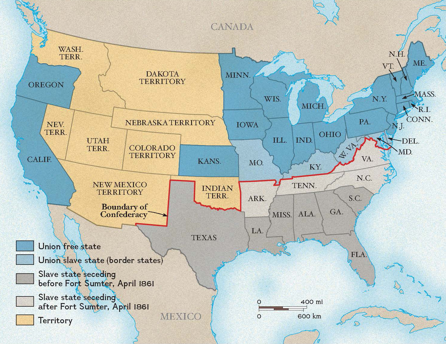 Boundary Between The United States And The Confederacy with regard to Map of USA In Civil War