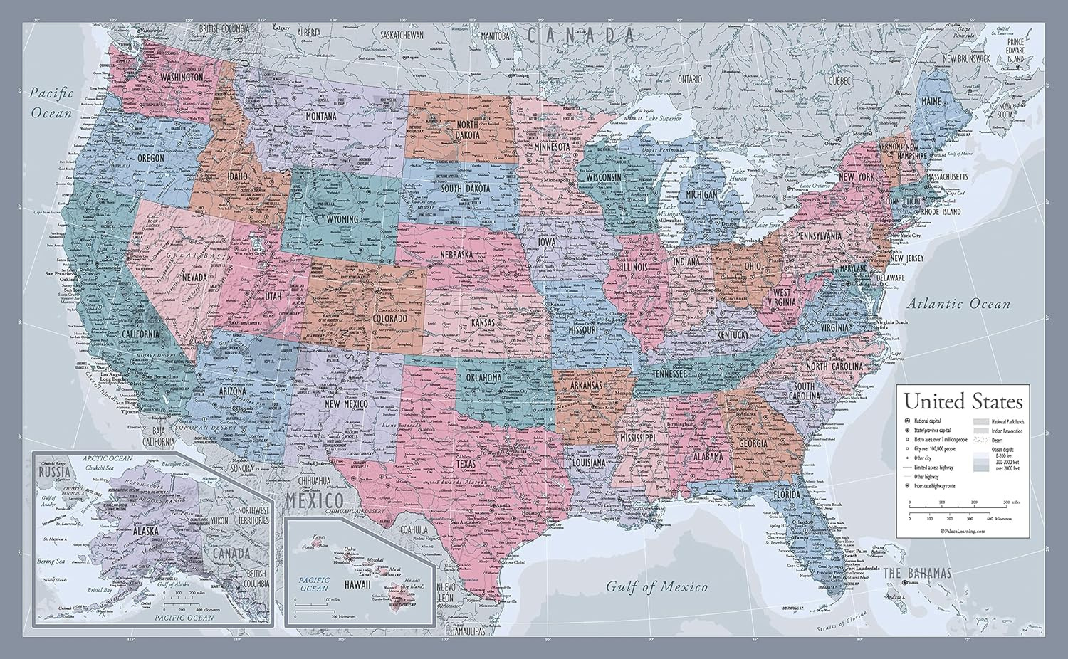 Buy Laminated Usa Map Poster - Purple, 18 X 29 At Ubuy New within Where Can I Buy A Map Of The Usa