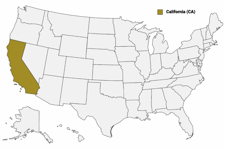 California On the Map of USA