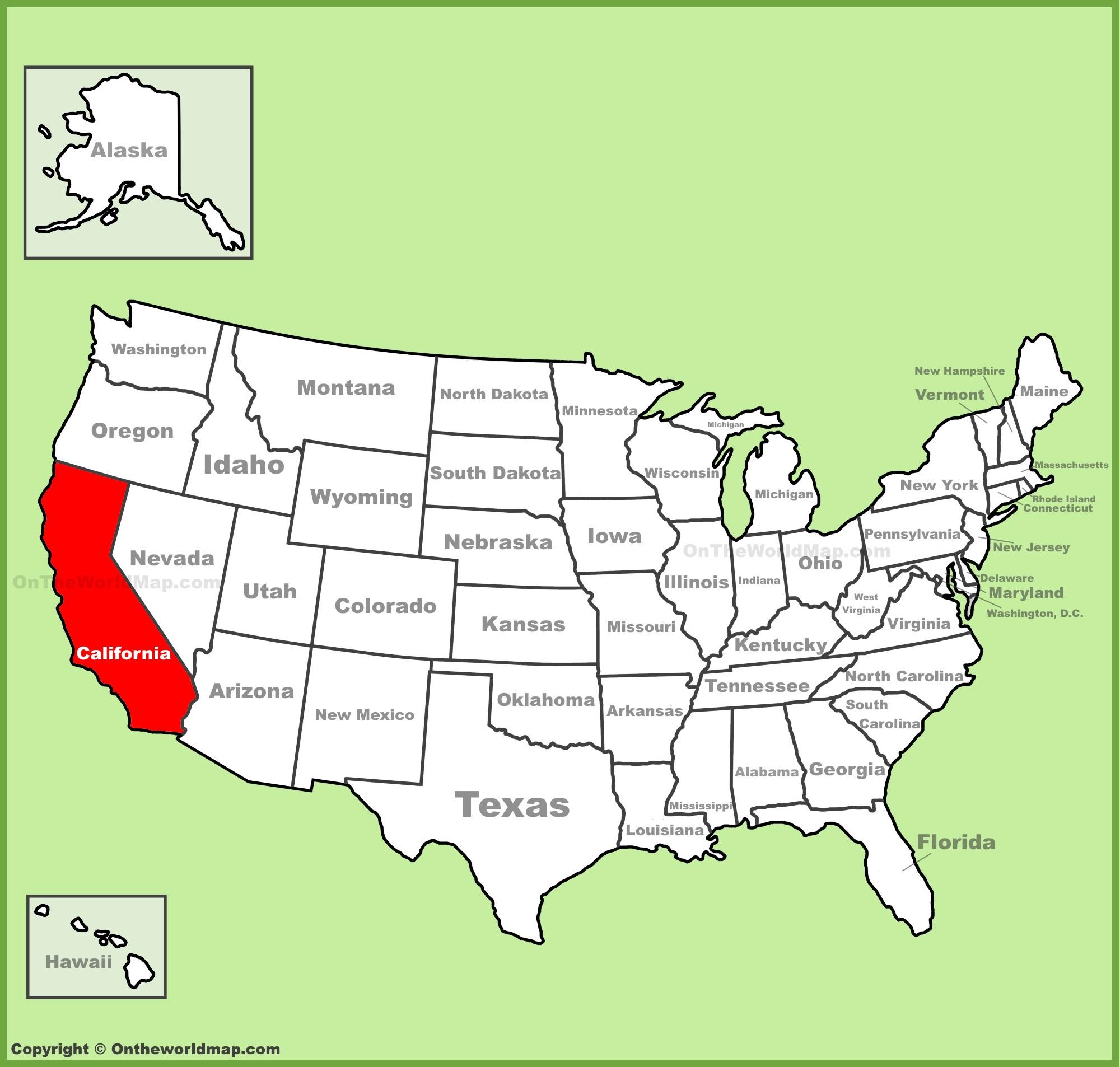 California Location On The U.s. Map - Ontheworldmap with California In The Map Of Usa