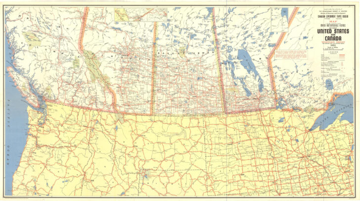 Road Map of Western Canada and USA